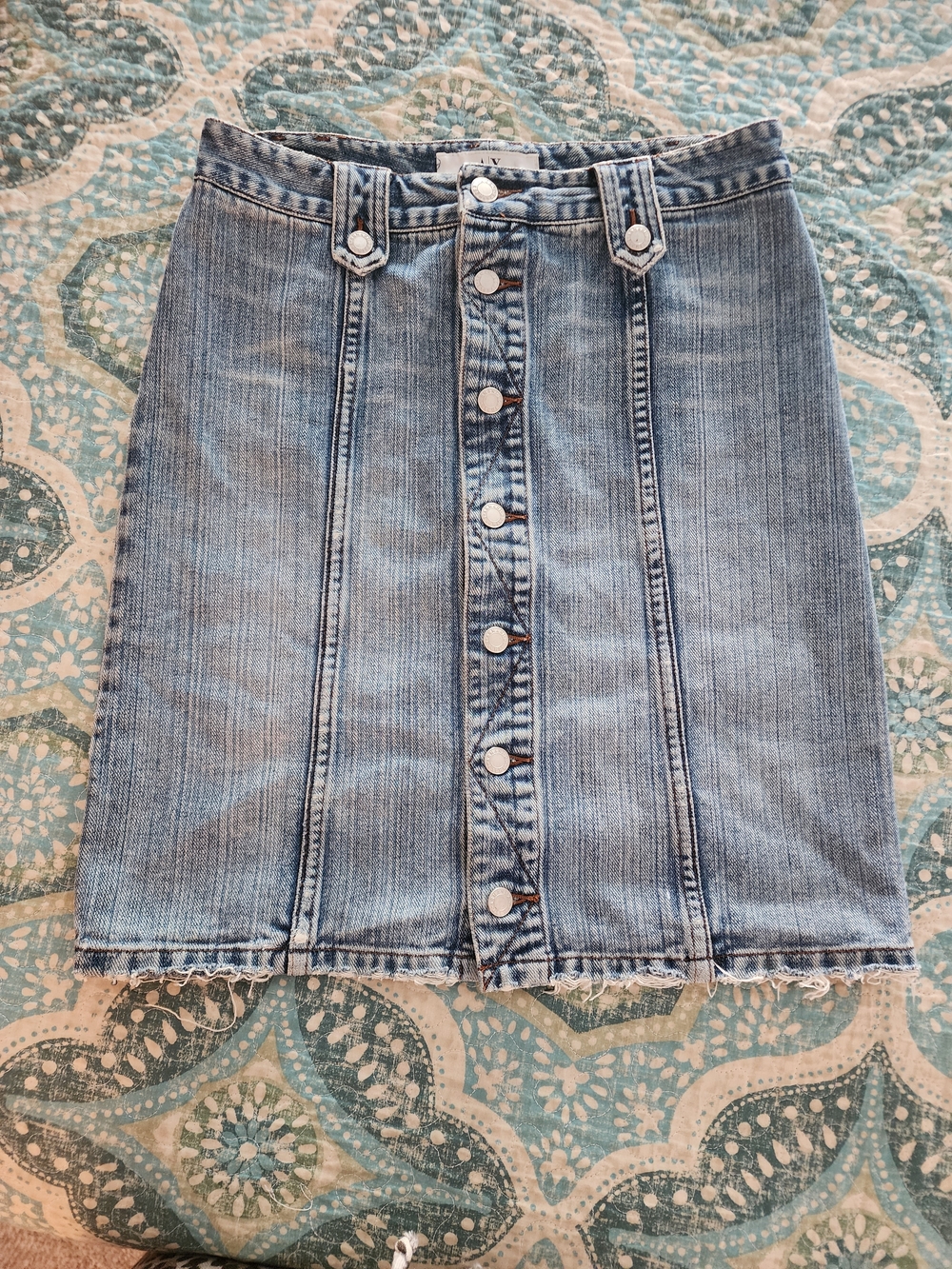 Armani Exchange Y2K Light Blue Denim Button-Front Mini Skirt 0